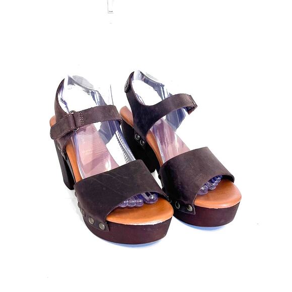 Avellini Boho Western Chunky Platform Women Sandals Size 40 US 9 Brown Studded - Picture 2 of 13